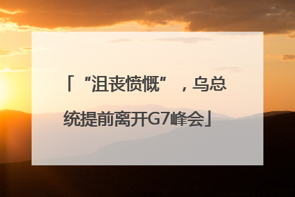 “沮丧愤慨”，乌总统提前离开G7峰会
