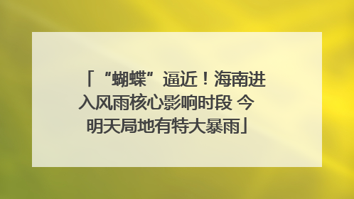 “蝴蝶”逼近！海南进入风雨核心影响时段 今明天局地有特大暴雨