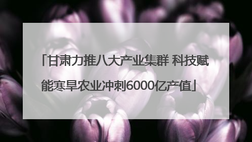 甘肃力推八大产业集群 科技赋能寒旱农业冲刺6000亿产值