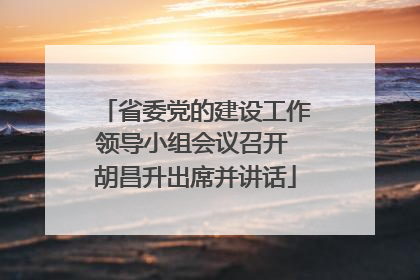省委党的建设工作领导小组会议召开 胡昌升出席并讲话