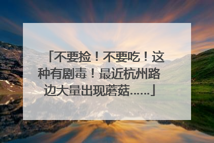 不要捡！不要吃！这种有剧毒！最近杭州路边大量出现蘑菇……