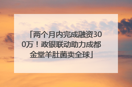 两个月内完成融资300万！政银联动助力成都金堂羊肚菌卖全球