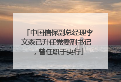 中国信保副总经理李文森已升任党委副书记，曾任职于央行
