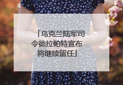 乌克兰陆军司令德拉帕特宣布将继续留任