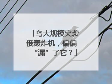 乌大规模突袭俄轰炸机，偏偏“漏”了它？