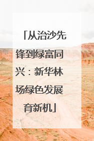 从治沙先锋到绿富同兴：新华林场绿色发展育新机