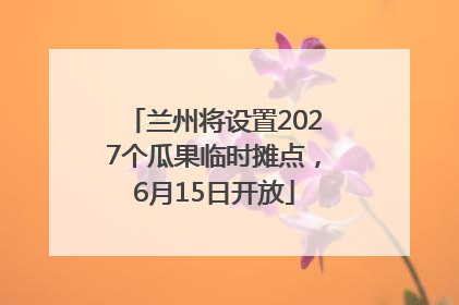 兰州将设置2027个瓜果临时摊点，6月15日开放
