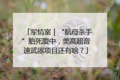 军情室｜“航母杀手”胎死腹中，美高超音速武器项目还有啥？