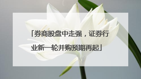 券商股盘中走强，证券行业新一轮并购预期再起