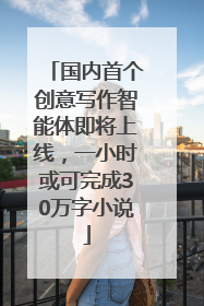 国内首个创意写作智能体即将上线，一小时或可完成30万字小说