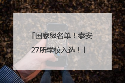 国家级名单！泰安27所学校入选！