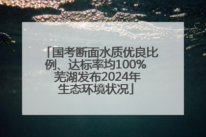 国考断面水质优良比例、达标率均100% 芜湖发布2024年生态环境状况