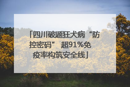 四川破题狂犬病“防控密码” 超91%免疫率构筑安全线