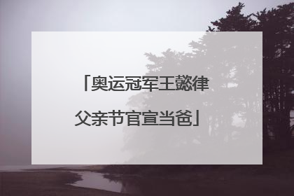 奥运冠军王懿律父亲节官宣当爸
