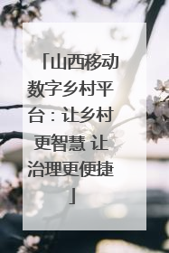 山西移动数字乡村平台：让乡村更智慧 让治理更便捷