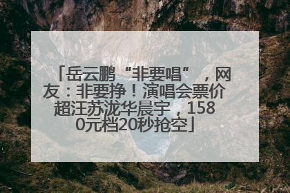 岳云鹏“非要唱”，网友：非要挣！演唱会票价超汪苏泷华晨宇，1580元档20秒抢空