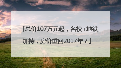 总价107万元起，名校+地铁加持，房价重回2017年？