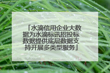水滴信用企业大数据为水滴标讯招投标数据提供底层数据支持开展多类型服务