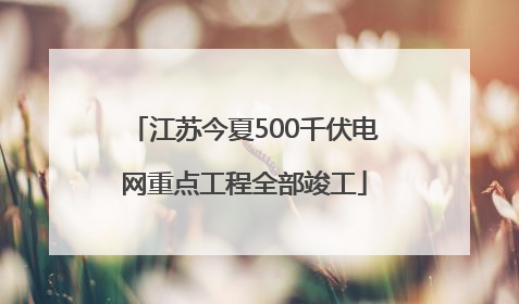 江苏今夏500千伏电网重点工程全部竣工