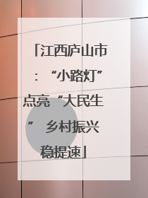江西庐山市：“小路灯”点亮“大民生” 乡村振兴稳提速