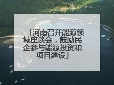 河南召开能源领域座谈会，鼓励民企参与能源投资和项目建设