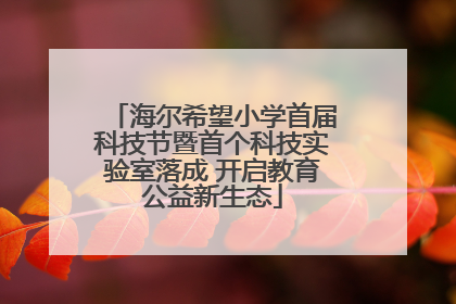 海尔希望小学首届科技节暨首个科技实验室落成 开启教育公益新生态