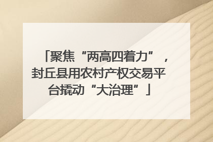 聚焦“两高四着力”，封丘县用农村产权交易平台撬动“大治理”