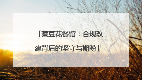 蔡豆花餐馆：合规改建背后的坚守与期盼