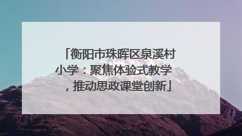 衡阳市珠晖区泉溪村小学：聚焦体验式教学，推动思政课堂创新