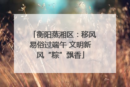 衡阳蒸湘区：移风易俗过端午 文明新风“粽”飘香