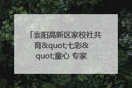 襄阳高新区家校社共育"七彩"童心 专家团支招智慧育儿