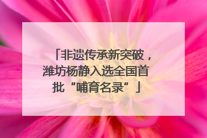 非遗传承新突破，潍坊杨静入选全国首批“哺育名录”