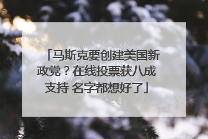 马斯克要创建美国新政党？在线投票获八成支持 名字都想好了