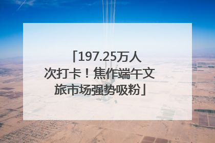 197.25万人次打卡！焦作端午文旅市场强势吸粉