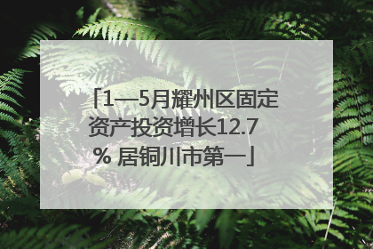 1—5月耀州区固定资产投资增长12.7% 居铜川市第一