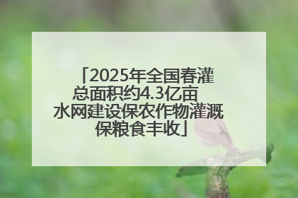 2025年全国春灌总面积约4.3亿亩 水网建设保农作物灌溉 保粮食丰收