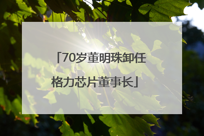 70岁董明珠卸任格力芯片董事长